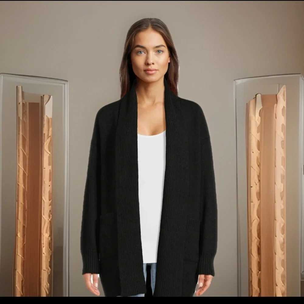 Time & Tru Women's Comfy Oversized Fuzzy Cardigan Sweater W/Pockets  Super Soft